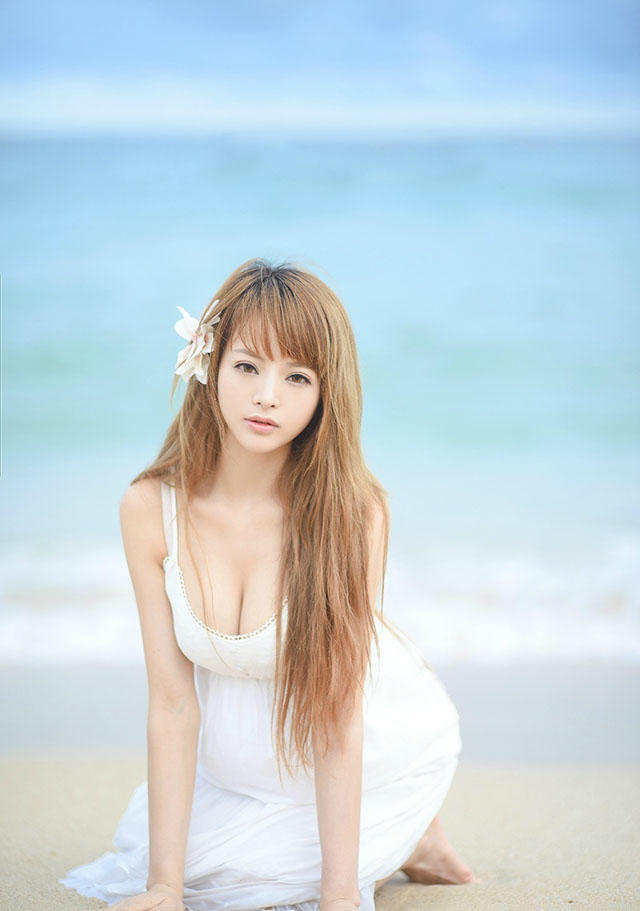 清纯甜美小萝莉海滩白色浪漫(3)