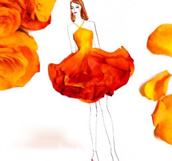 天才花卉服装设计师用花瓣呈现的婚纱礼服(1)