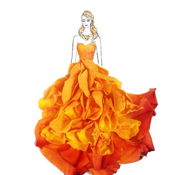 天才花卉服装设计师用花瓣呈现的婚纱礼服(2)