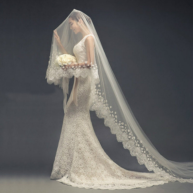 新娘头纱选择灵感 优雅美丽长头纱(2)
